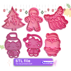 Christmas-set-3-Cookie-cutters-6-STL-files.png Archivo STL Juego de 6 cortapastas STL de Navidad (num3)・Plan de impresora 3D para descargar