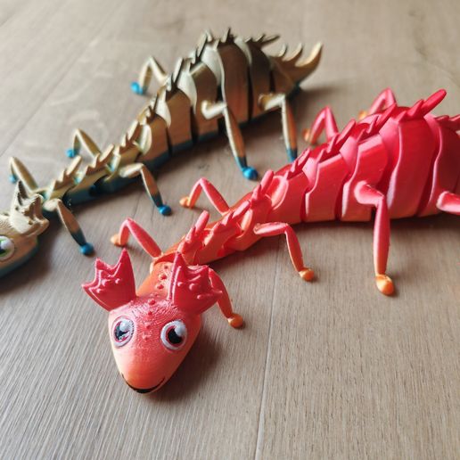 STL file Cute Flexible Axoinsecte monster Cute Unsupported axolotl ...
