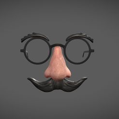 Nose_Disguise_Glasses_with_Mustache-4.jpg 3D file Groucho Disguise Glasses with Mustache・3D print design to download