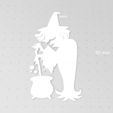 WitchWithCauldron2-2.jpg Witch with Cauldron Silhouette, Witch Stirring Cauldron, 2D Wall Art, Window Art, Projector, Stencil, Art