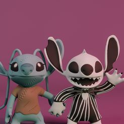 stitchangel-jacksally-render.jpg Archivo STL puntada y ángel halloween・Plan para descargar y imprimir en 3D