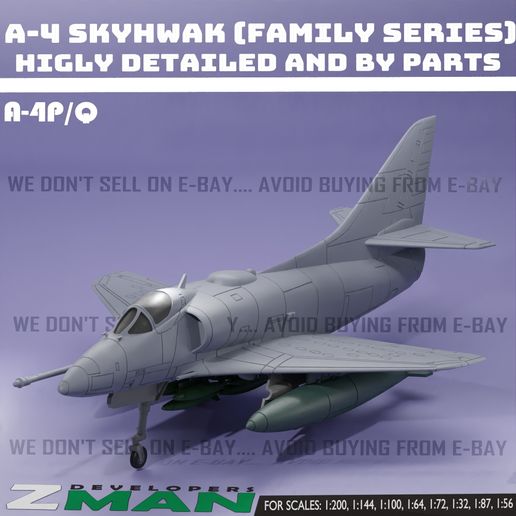 🛩️ A-4P/Q SKYHAWK (4 IN 1) V20・ 3D File for 3D printing