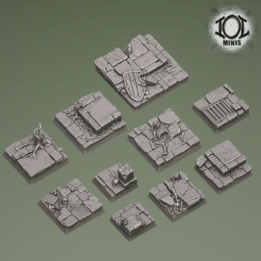 🟪 Flagstone Bases Collection ( Square bases)・ 3D File for 3D printing・Cults
