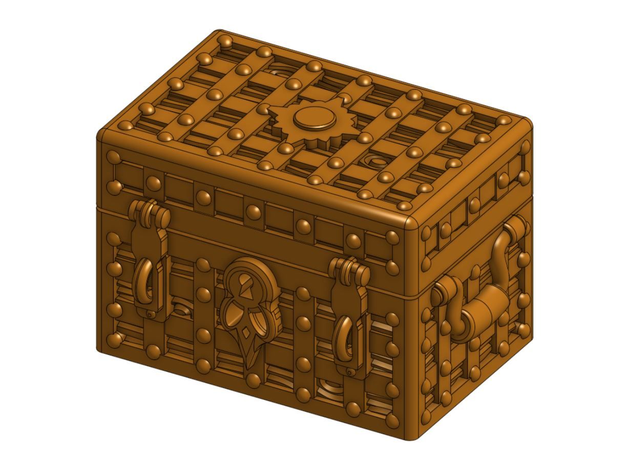 Robagon_TreasureChest_SquareStrapped.jpg STL file Square Treasure Chests for Gloomhaven・Design to download and 3D print, RobagoN