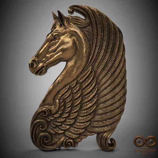 Wings of Majesty – Mythical Horse Relief 3D Wall Art for CNC & 3D Printing