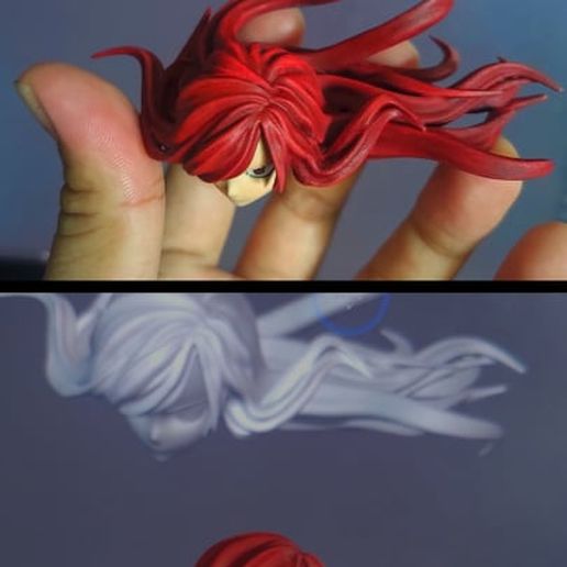 Fairy Tail - Erza Head Sculpt - Dynamic Hair - Easy Paint 3D model