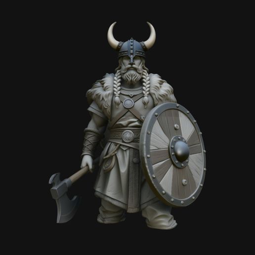 Horned Helmet Viking Warrior Statue - 3D Print Model