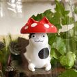 609624AD-658F-400B-A942-3BDD1EDBD134.jpeg STL file Cute Cat with Mushroom Hat Easy Print・3D print object to download