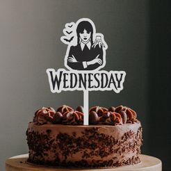 wednesday-Cake-Topper-Tortas.jpg Archivo STL Cake topper Wednesday・Modelo para descargar y imprimir en 3D