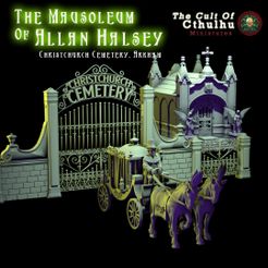 resize-17.jpg Archivo 3D El mausoleo y el coche fúnebre tirado por caballos y las puertas del cementerio de Arkham・Diseño de impresora 3D para descargar