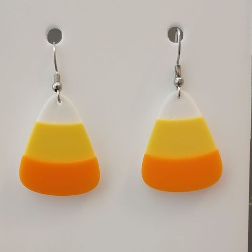 Candy Corn – Halloween Earring & Keychain STL (No AMS Needed, 3-Color)