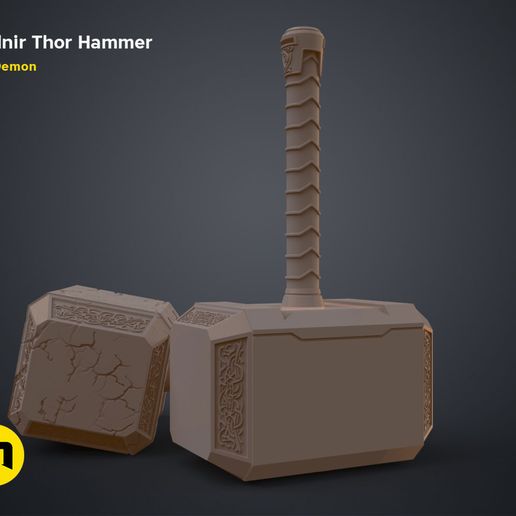 Thor-Mjolnir_NEW-render-scene-basic-1.jpg 3D-Datei Mjolnir-Hammer (Liebe und Donner)・3D-druckbares Design zum Herunterladen, 3D-mon