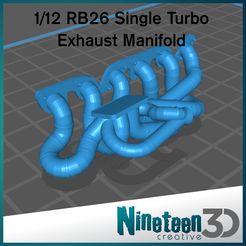 Cults-Big-single.png Download STL file 1/12 RB26 Big Single Turbo Manifold • 3D printable template, Nineteen_3D
