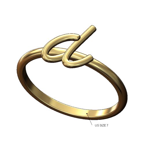 D  letter initial 3d lowercase wire stacker ring US size 7 3D print model