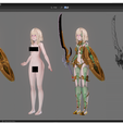 4c.png Golden Knight Girl - Realistic Female Character - Blender Eevee