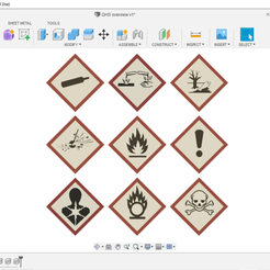 overvier_komplett.PNG Бесплатный STL файл GHS Hazard Symbols・3D-печатный дизайн для скачивания