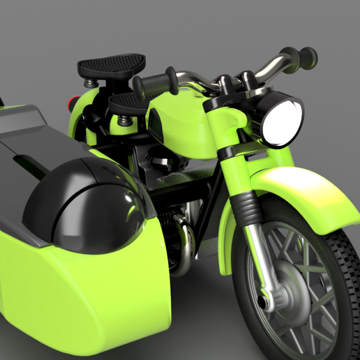 Motorcycle with sidecar and toothpicks