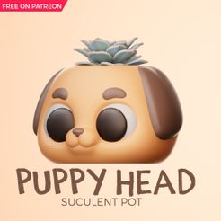 Puppy-head.jpg STL file Puppy Planter - Free Supports - Print in place・3D printer design to download