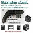 t23-412 etikett no uma.JPG Archivo STL doble porta-magneto para Umarex HDR50 / TR50 co2 Revolver Slugmaker's best T23-412・Modelo para descargar e imprimir en 3D