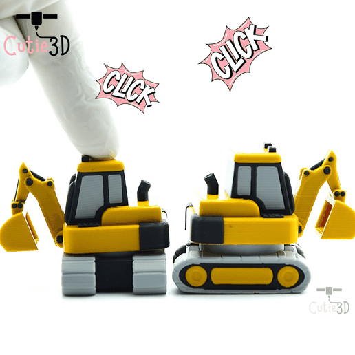 Cutie3D Excavator Click-Spin Keycap Fidget Clicker Keychain - Cute Backpack Keychain