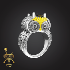Buho-1.png Archivo STL Anillo Buho / Owl Ring・Objeto imprimible en 3D para descargar