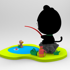 untitled.92.png 3D file CHOCOCAT FISHING Friend Hello Kitty・Design to download and 3D print