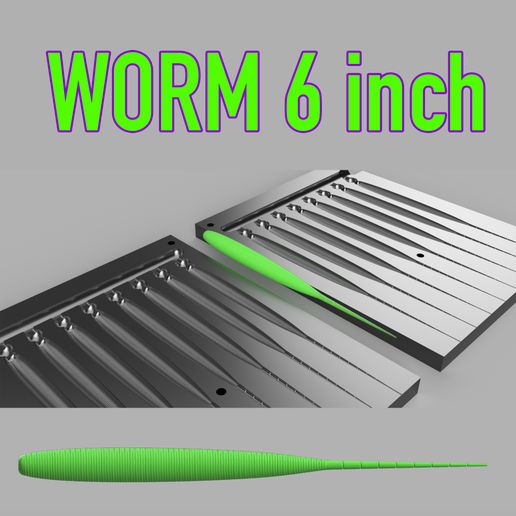 MOLD 6 inch Worm Fishing Lure For 3D print , Cnc 3D model
