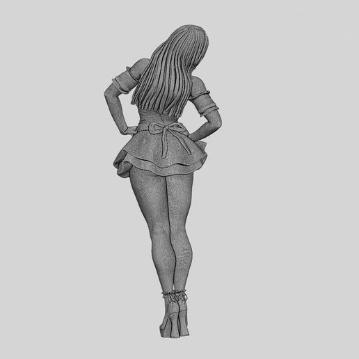 Beautiful Sexy Woman in Maid Clothes Posing 3D Print Model 3D File for  Cults