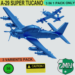 V4.png 3D-Datei A-29 SUPER TUCANO ( 3 IN 1)・Design zum Herunterladen und 3D-Drucken