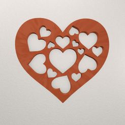 Heart-Wall-Decoration-WARAJ67-Preview.jpg Файл STL Настенное украшение "Сердце" WARAJ67・Шаблон для 3D-печати для загрузки