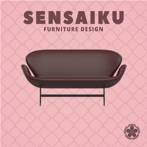 Miniature Replica 1:12 07. Arne Jacobsen Swan Sofa for Miniature Dollhouse - Vitra - 3D Print Instant Download - Miniature Furniture Designer Series