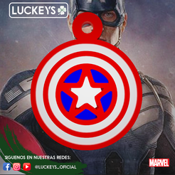Bee ese US eS PhS Y | > @LUCKEYS_OFICIAL aN Fichier OBJ Porte-clés bouclier Captain America・Design pour imprimante 3D à télécharger, Luckeys_Oficial