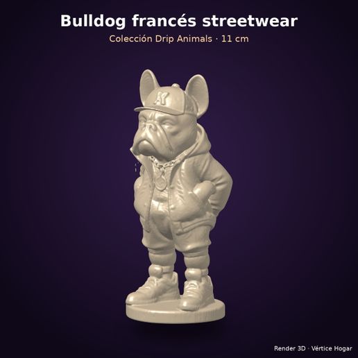 Bulldog francés streetwear (hypebeast) - figura art toy coleccionable