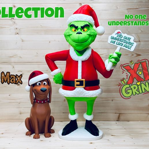 🎄 XL Grinch, XL Max and sign collection・ STL File for 3D printing・Cults