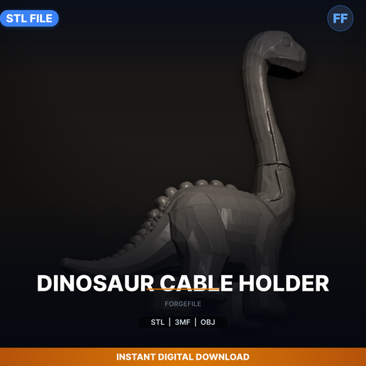 Dinosaur Cable Holder - 3D Printable STL File
