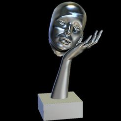 ZBrush-ScreenGrab02.jpg STL file bust woman head lying on the hand・Template to download and 3D print