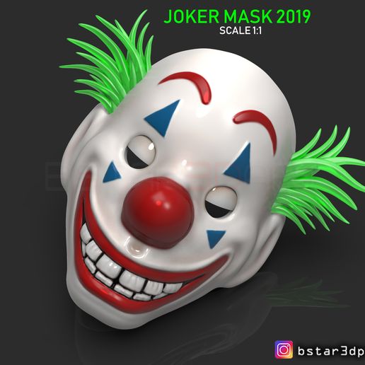 01.28.jpg CLOWN MASK 2019 - Joker Mask 2019 With Hair from Joker movie 2019 scale 1:1 For cosplay