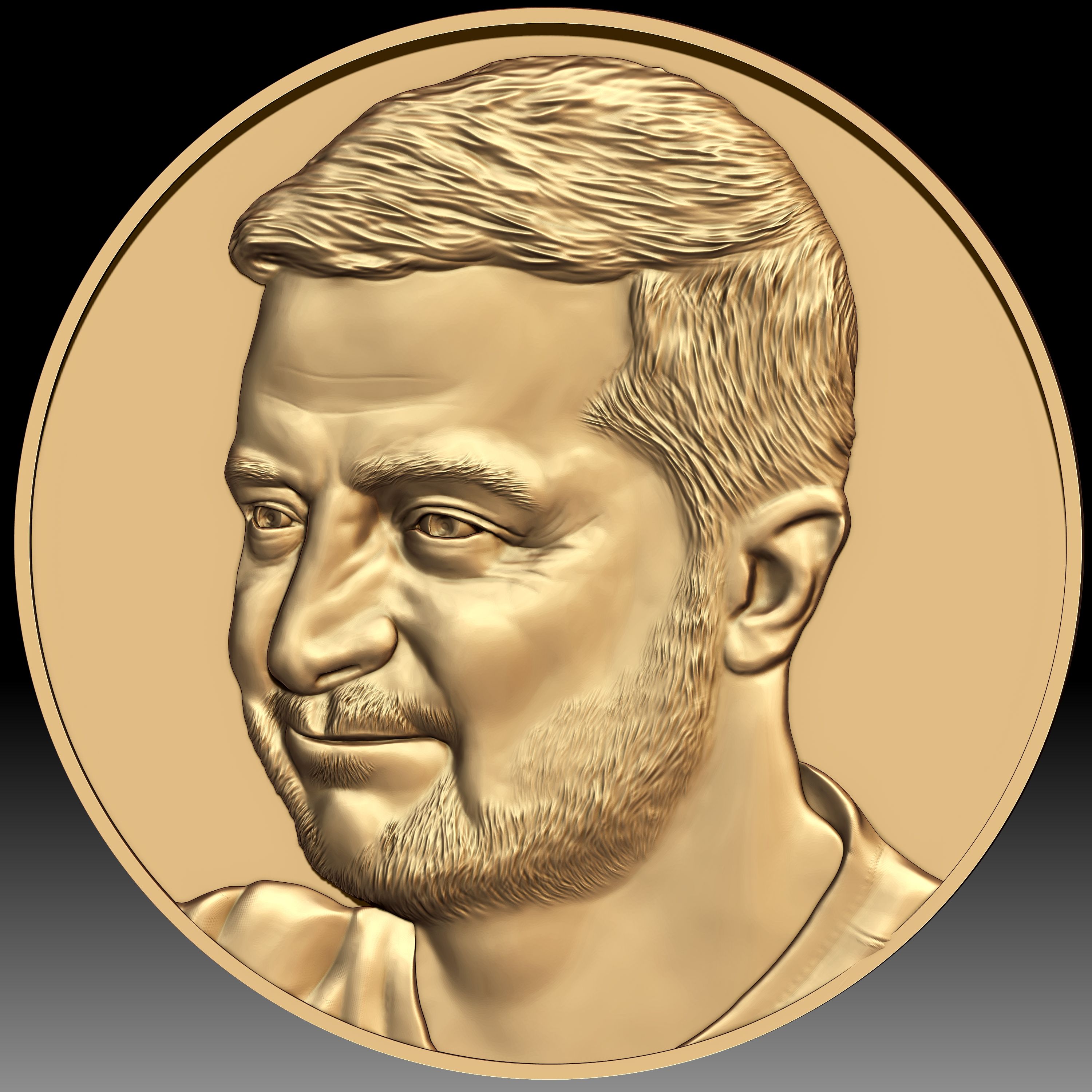 2.jpg Archivo 3D Zelensky - Retrato de la moneda del presidente ucraniano・Idea de impresión 3D para descargar, voronzov