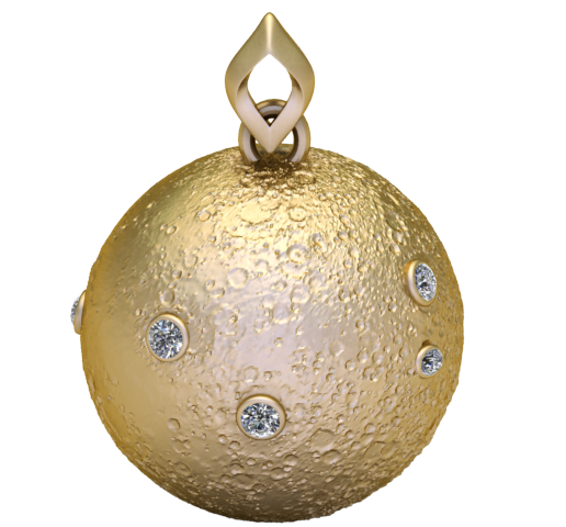 Lunar Sphere Pendant  Moon Texture Gold 3D Printable Jewelry Model