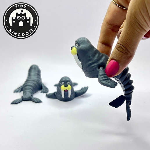 Flexi-Tiny-Walrus,-P2.png Flexi Tiny Walrus, Gelenkige Zappelfigur, inklusive Schlüsselanhänger, inklusive 3mf