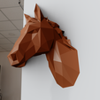 low-poly-head-2-3.png horse head low poly wall mount decor STL