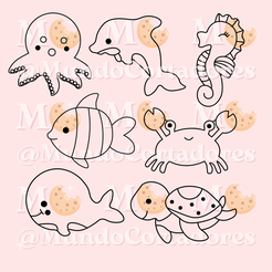 1.png Archivo STL PACK CORTADOR Y SELLO ANIMALES DE MAR - CUTTER COOKIES SEA ANIMALS・Plan de impresión en 3D para descargar