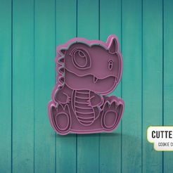dino-bebe2.jpg Fichier STL Découpeur de biscuits bébé dinosaure M2・Design pour impression 3D à télécharger