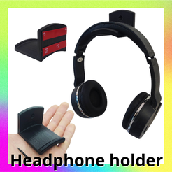2.png Headphones Headset holder - Strong hook hanger - office desk wall organiser - house diy livingroom - file for 3D printing STL 3D Model
