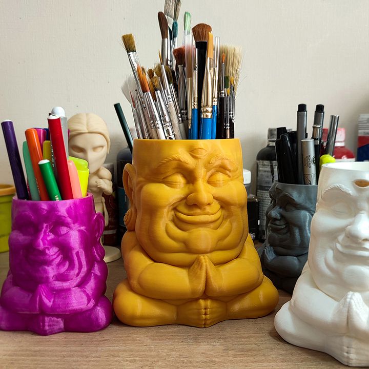 Buda_07.jpg Download STL file Buddha, Flowerpot and Pencil Holder • 3D printable model, Pipe_Cox