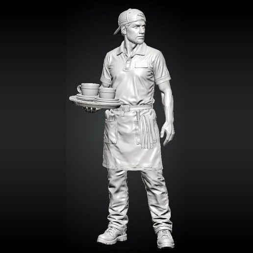 Night Shift Diner - Server with Tray of Cups