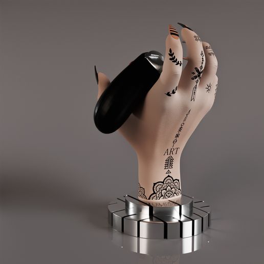 realistic tattooed hand stand 3D model