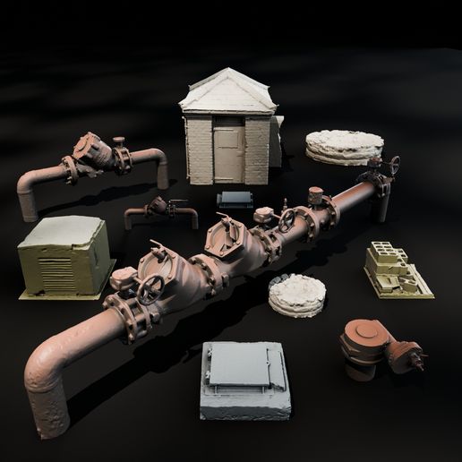 The Municipal Steam Yard Collection (11-Piece STL Scatter Pack)
