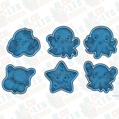 covermain.png 3D file Octopus cookie cutter set of 6・3D printable model to download, roxengames