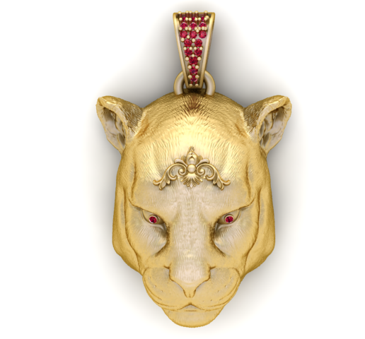 Panther Head Pendant 3D Printable Model - 3D model önizlemesi